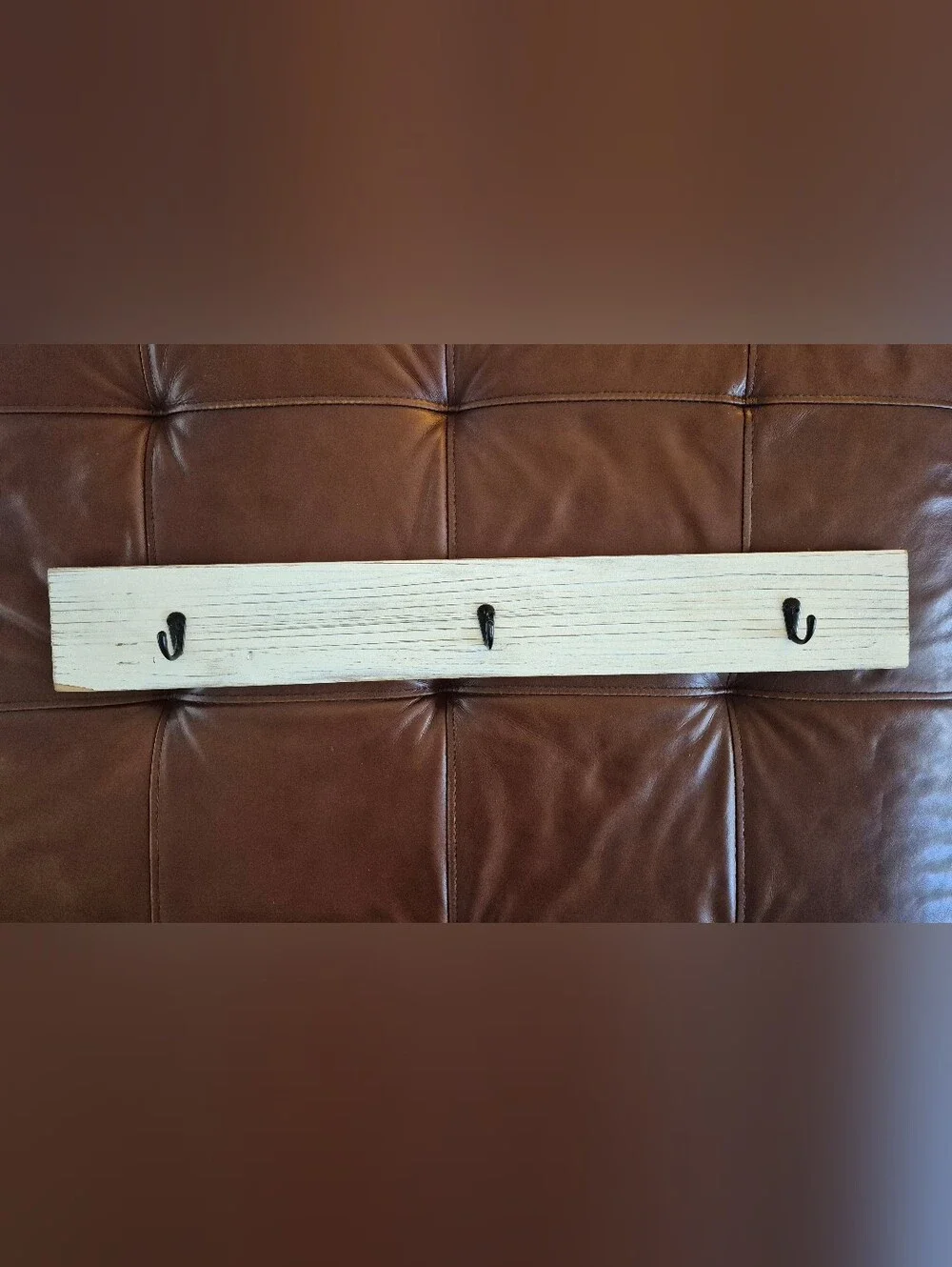 Rustic Farmhouse Distressed Wall Hanging 3 Hooks 28 inches